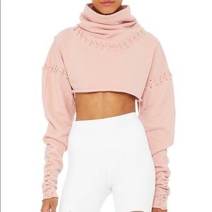 Alo Yoga Women's Black Splice Long Sleeve Crop Top